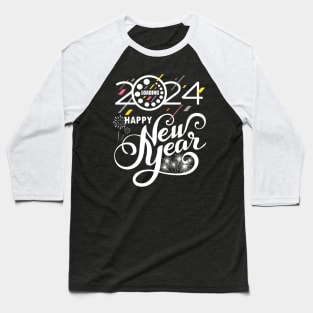 New Years Eve Party Supplies 2024 Happy New Year Fireworks Baseball T-Shirt